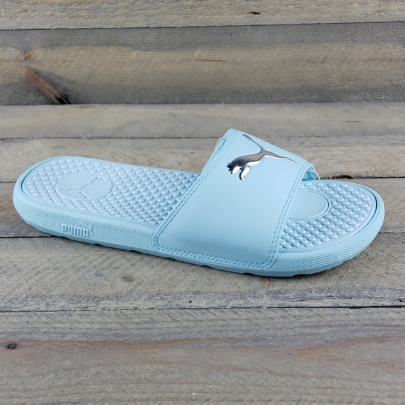 Puma Cool Cat Sport Slides Sandal Blue Glow Silver - Picture 2 of 9